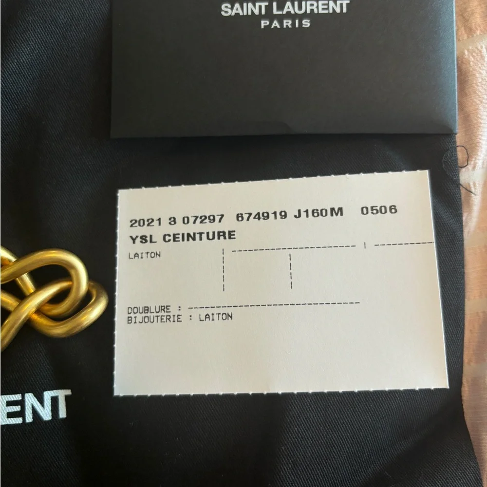 NWT • SAINT LAURENT • Chain Infinity Charm Belt • Gold • Size 85 • Luxury